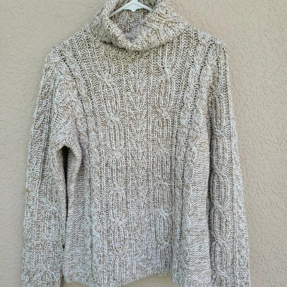 Vintage St John's Bay Women's Tan Knit Wool Turtleneck Sweater Size L